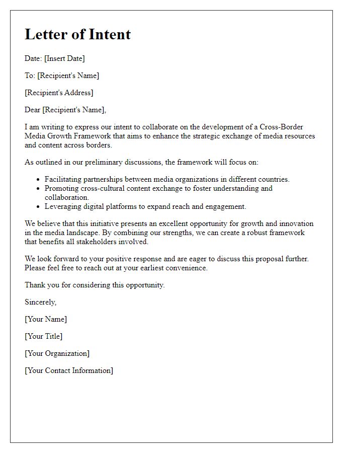 Letter template of cross-border media growth framework