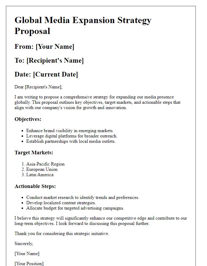 Letter template of global media expansion strategy proposal