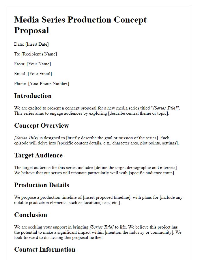 Letter template of media series production concept proposal