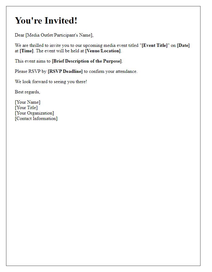 Letter template of invitation for media event participation