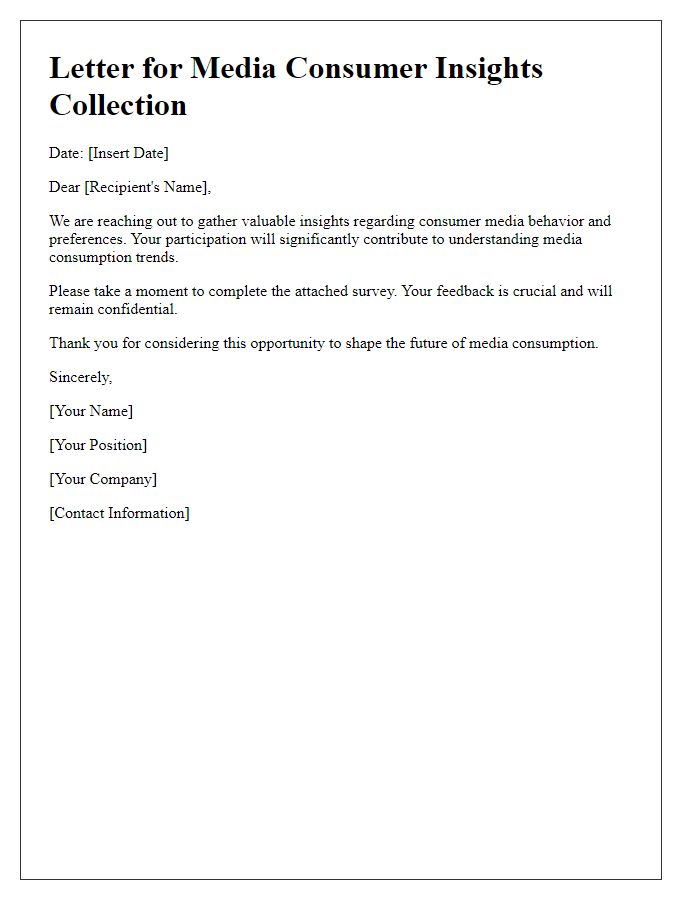 Letter template of Media Consumer Insights Collection