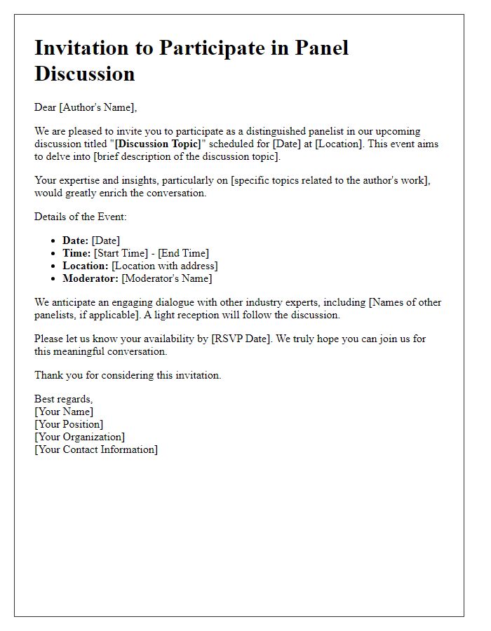 Letter template of media author invitation for panel discussion