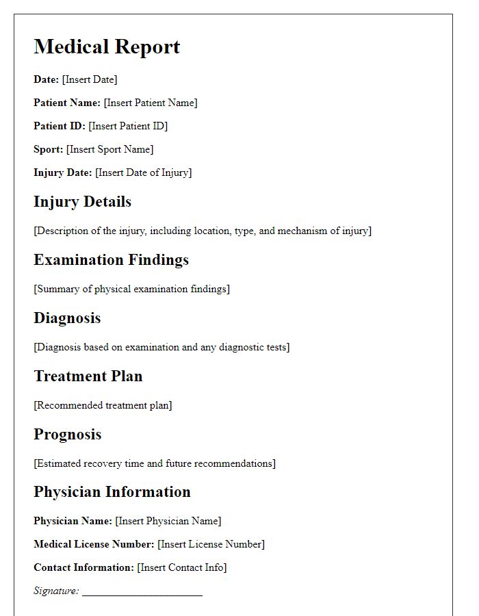 Letter template of medical report for sports injury