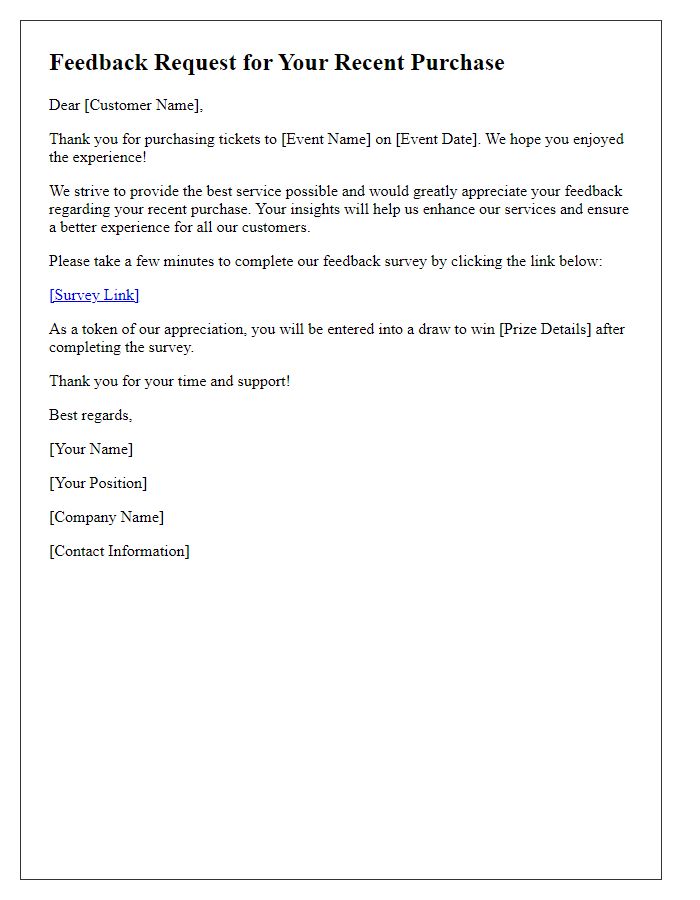 Letter template of feedback request from sports ticket buyers