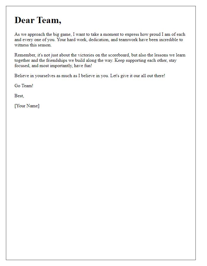 Letter template of encouragement for sports team members