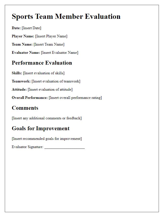 Letter template of sports team member evaluation