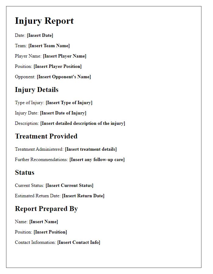 Letter template of sports team injury report