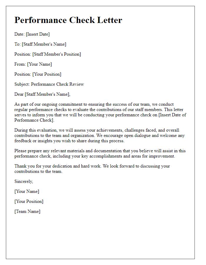 Letter template of sports team management staff performance check