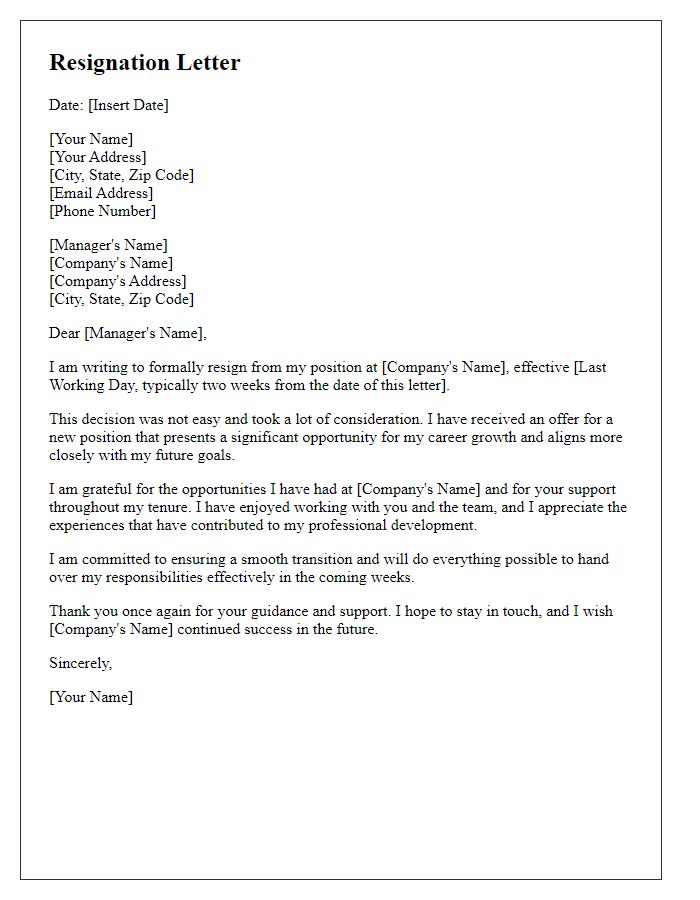 Letter template of resignation because of a better job opportunity.