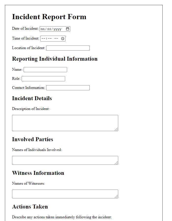 Letter template of sports team incident reporting procedures