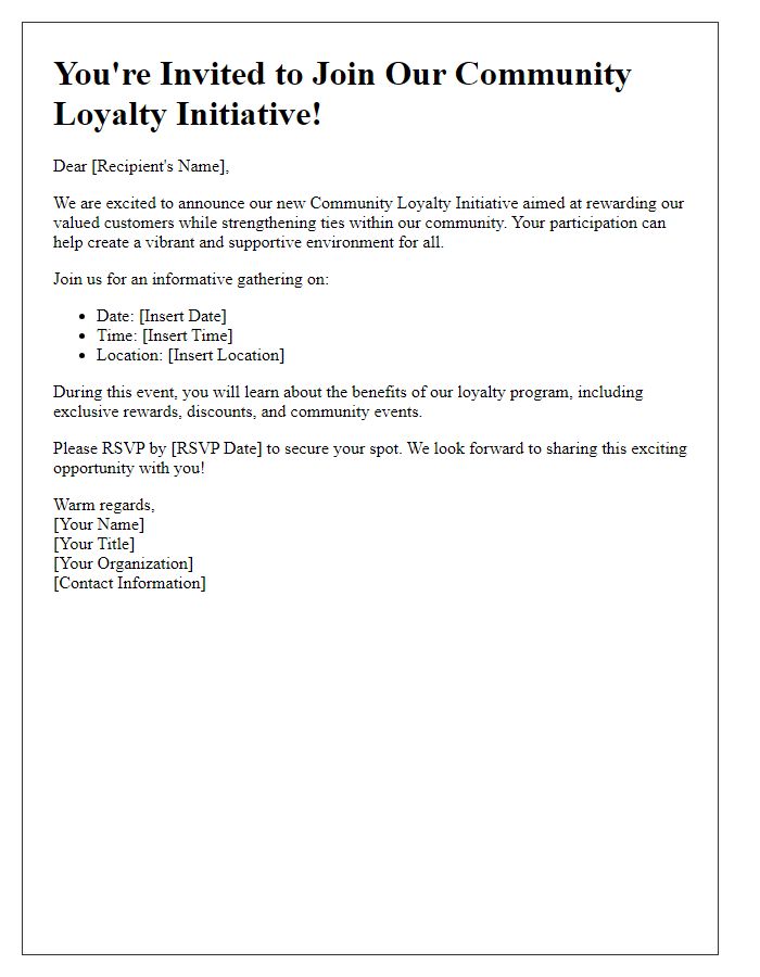 Letter template of community-focused loyalty initiative invitation