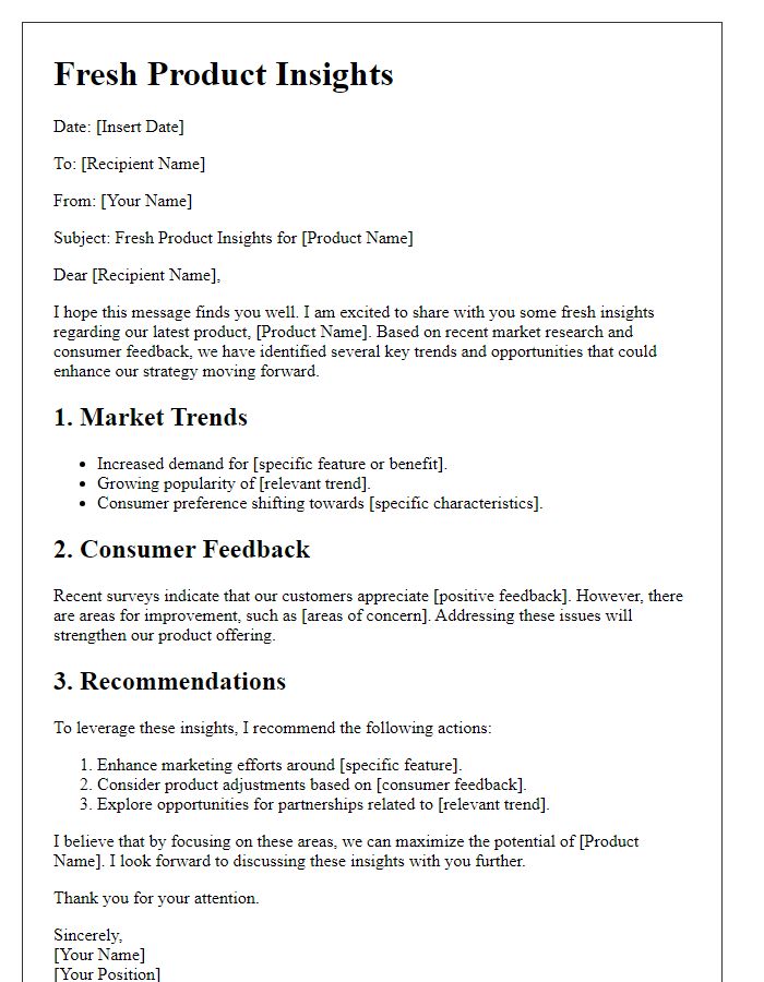 Letter template of fresh product insights