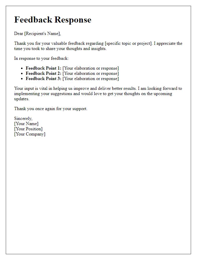 Letter template of feedback response elaboration