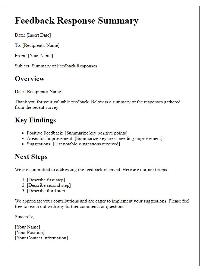 Letter template of feedback response summary