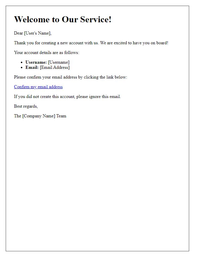 Letter template of New Account Confirmation