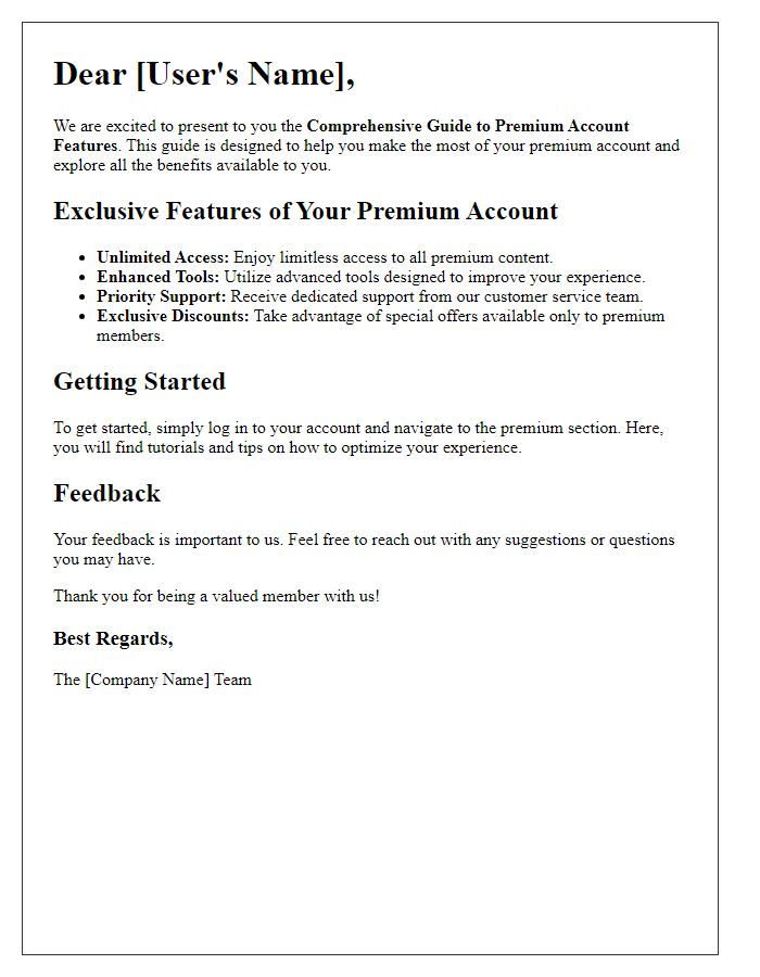 Letter template of Comprehensive Guide to Premium Account Features