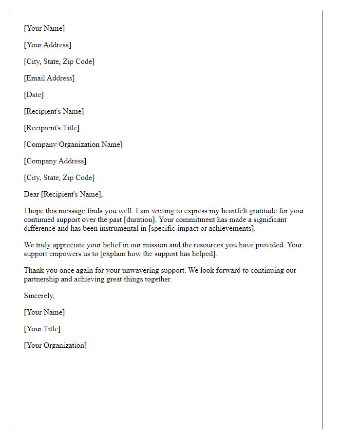 Letter template of thanks for your continued support