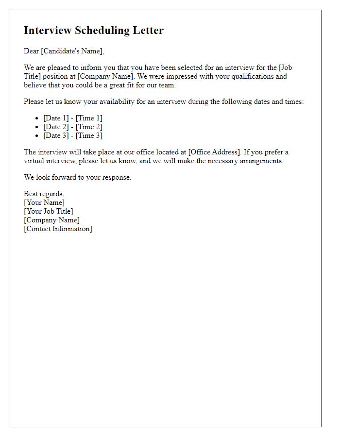 Letter template of scheduling an interview for job candidates