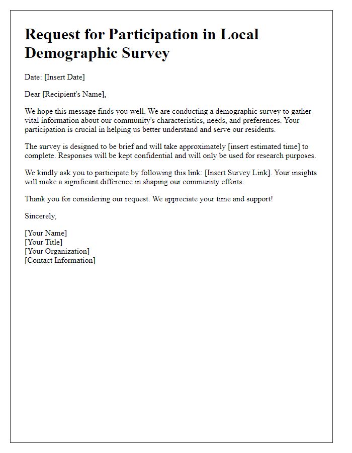 Letter template of local demographic survey request