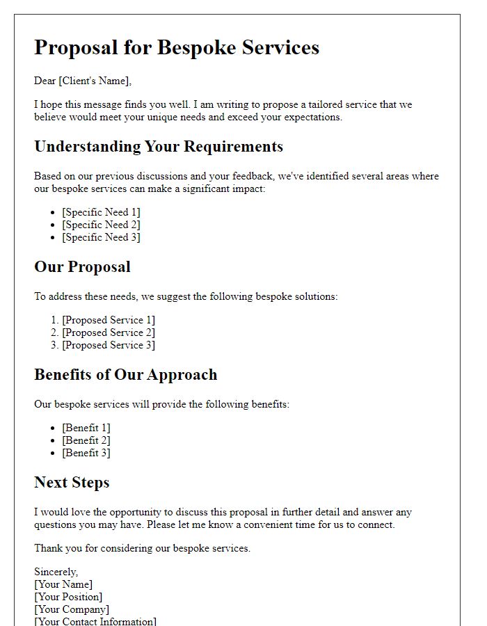 Letter template of bespoke service suggestion