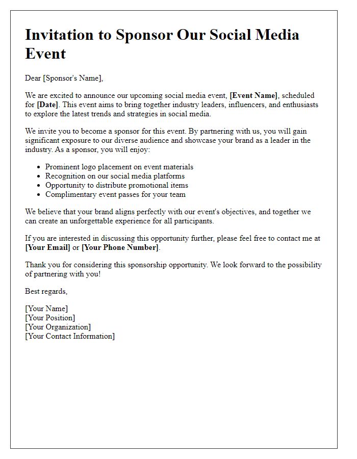 Letter template of social media event sponsorship invitation