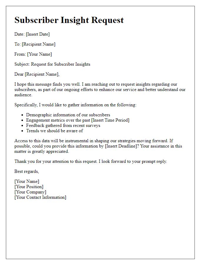 Letter template of subscriber insight request