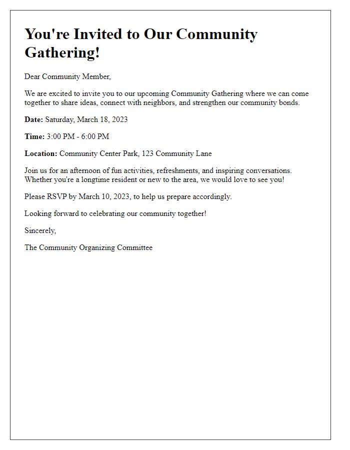 Letter template of invitation for community gathering promotion