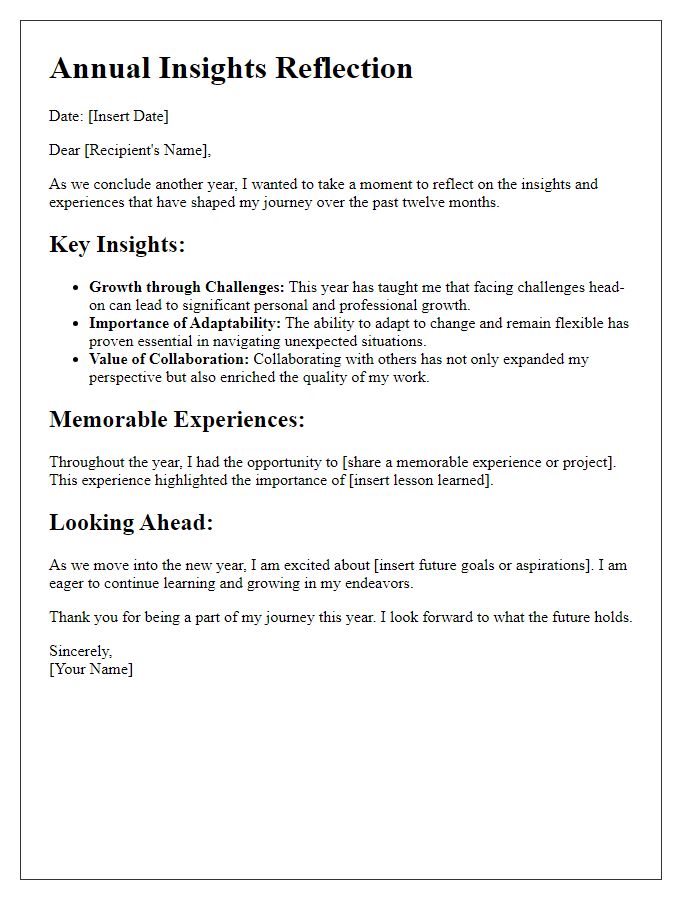 Letter template of insights gained over the year