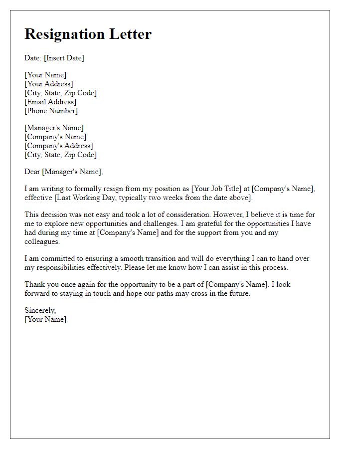 Letter template of resignation from a senior management role