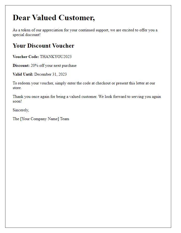 Letter template of customer appreciation discount voucher