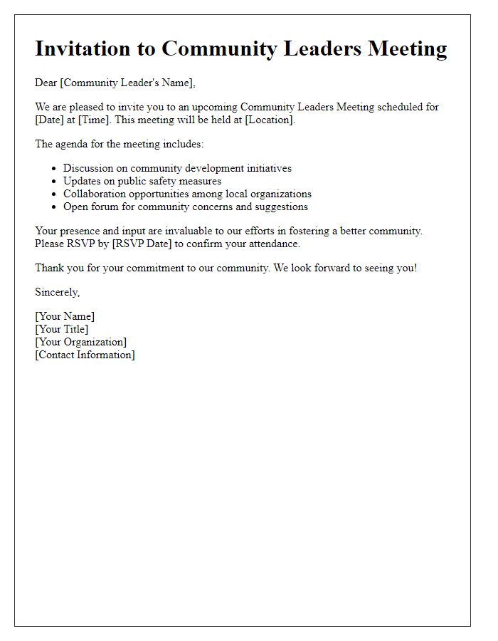 Letter template of invitation for community leaders meeting