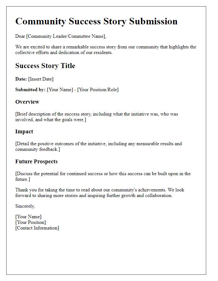 Letter template of community success story sharing