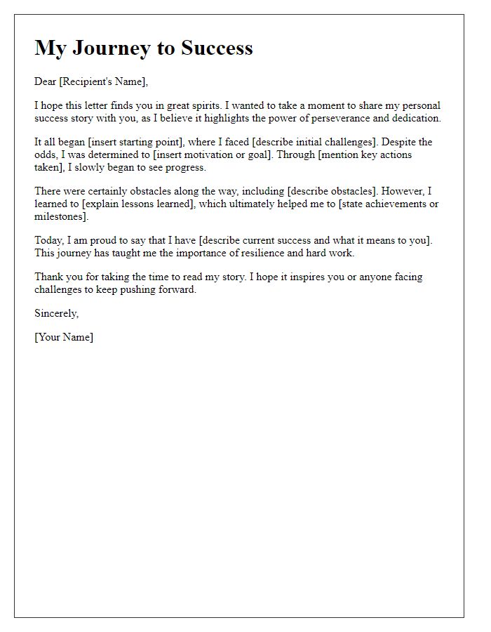 Letter template of personal success story sharing