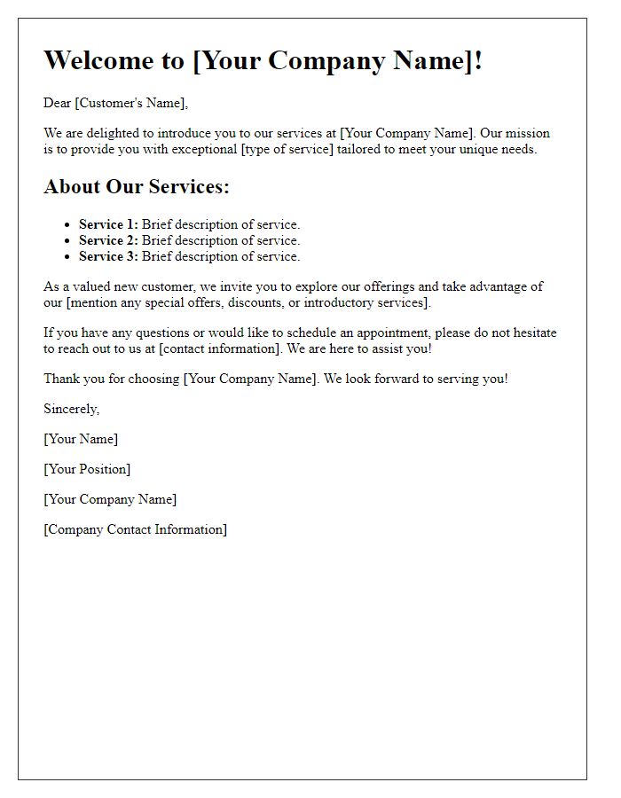 Letter template of individual service introduction for new customers