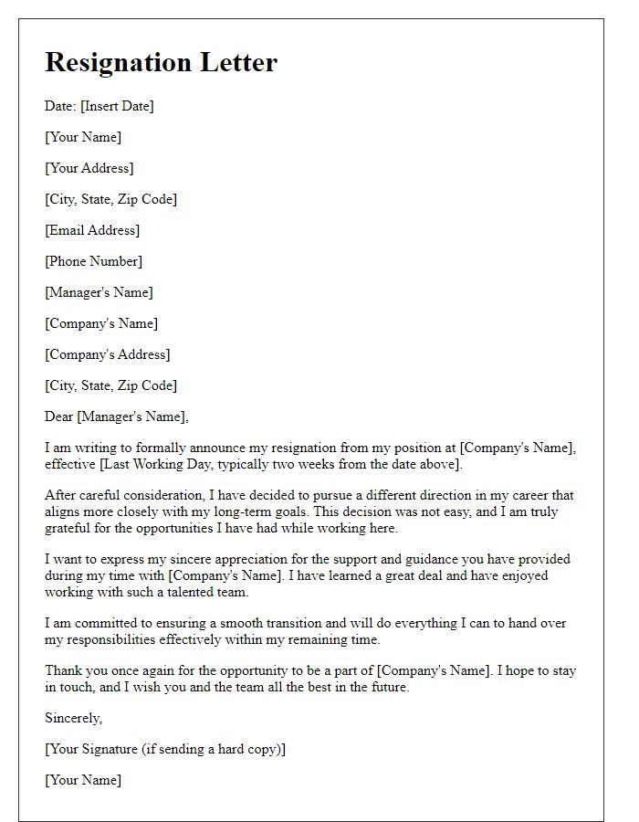 Letter template of resignation for changing job direction