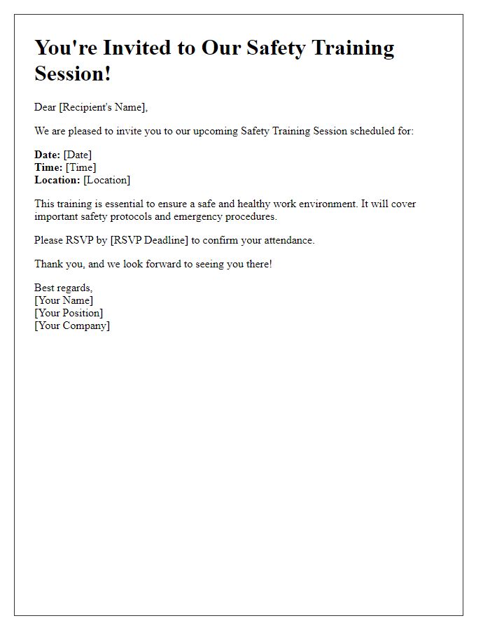 Letter template of invitation for safety training session