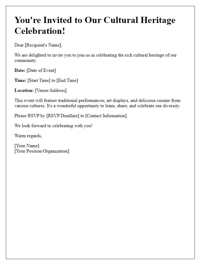 Letter template of invitation for a cultural heritage celebration