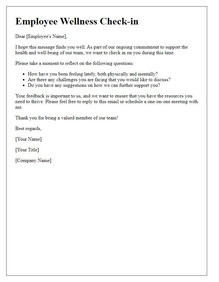 Letter template of employee wellness check-in