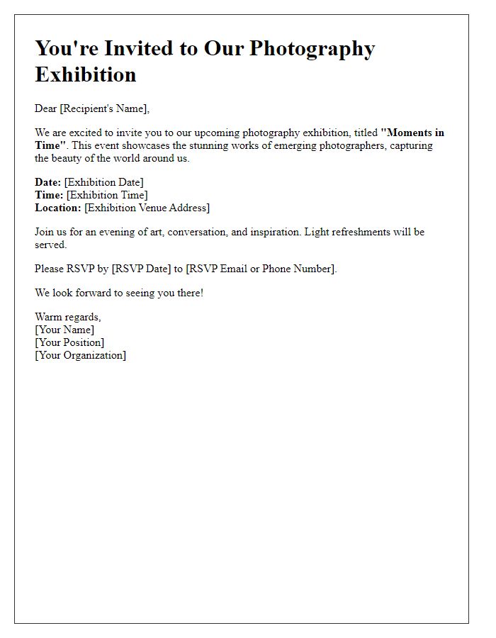 Letter template of photography exhibition invitation