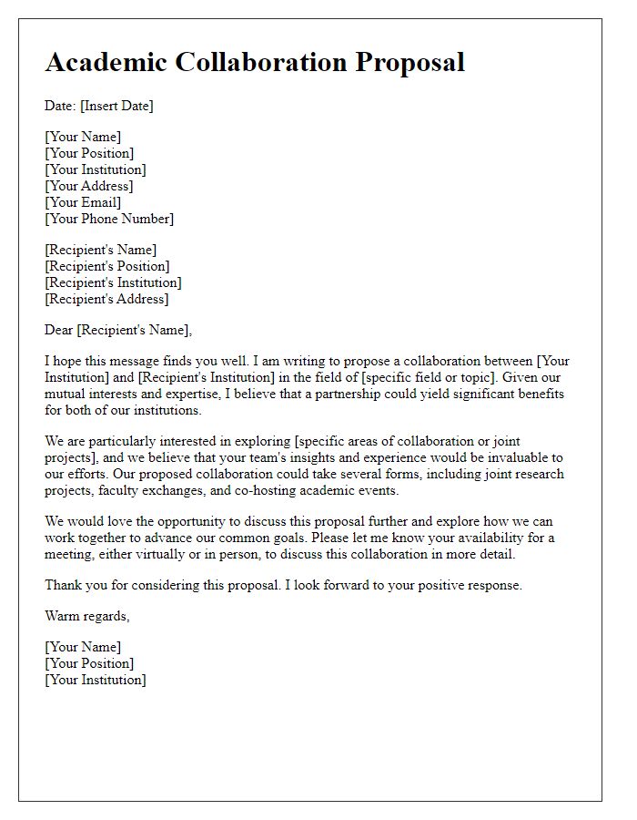 Letter template of Academic Collaboration Proposal