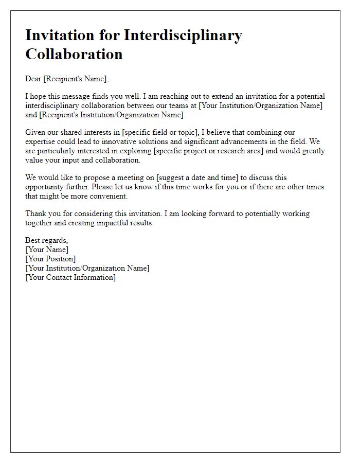 Letter template of Invitation for Interdisciplinary Collaboration