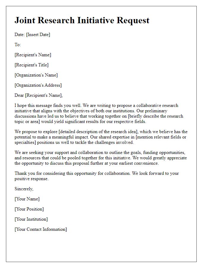 Letter template of Joint Research Initiative Request