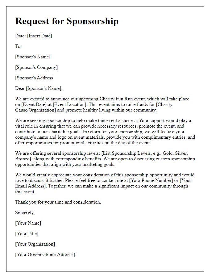 Letter template of sponsorship request for charity fun run event