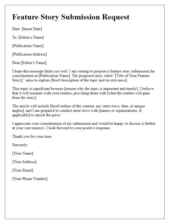 Letter template of request for feature story submission