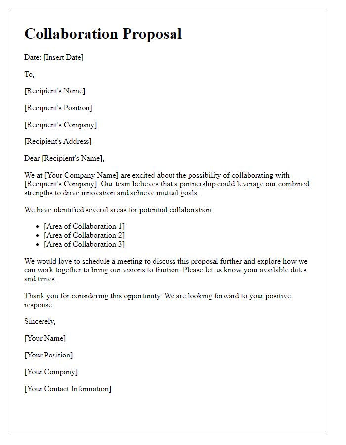 Letter template of startup venture collaboration