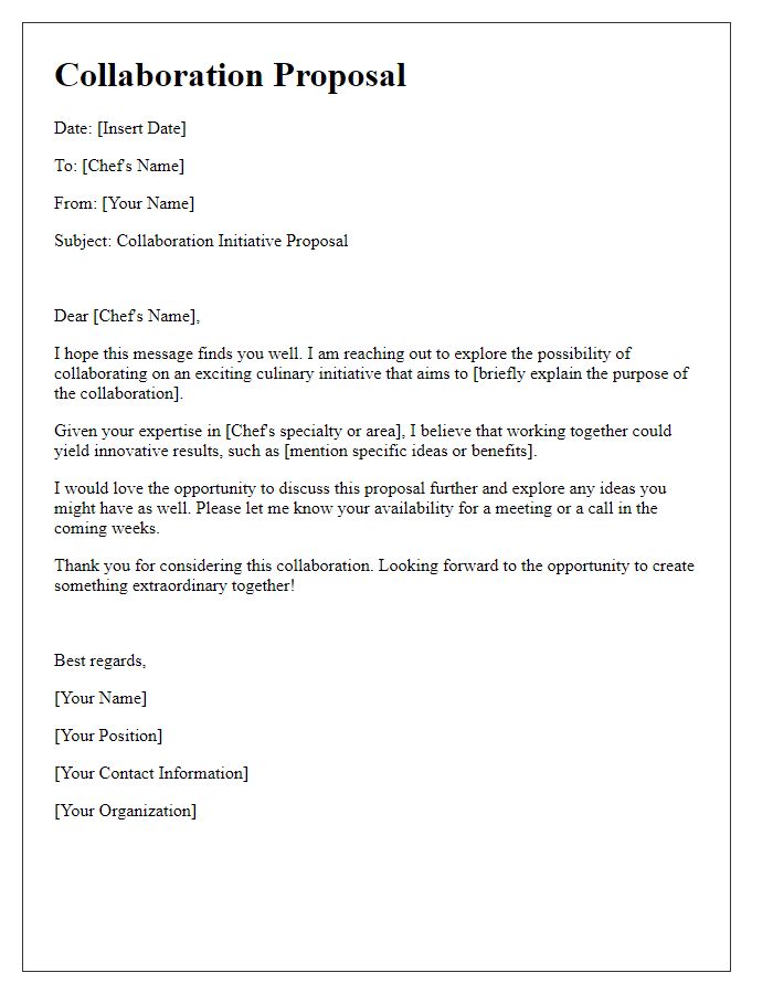 Letter template of chef collaboration initiatives