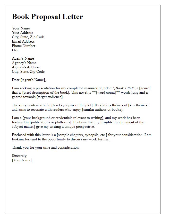 Letter template of proposal to literary agents for book publishing journey