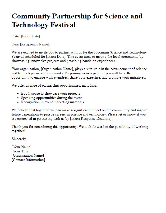 Letter template of Community Partnership for Science and Tech Festival