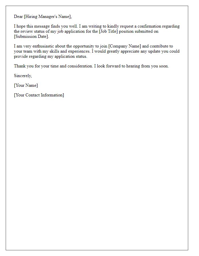 Letter template of confirmation request for job application review