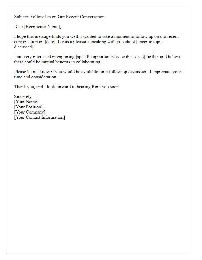 Letter template of introductory follow-up after initial contact